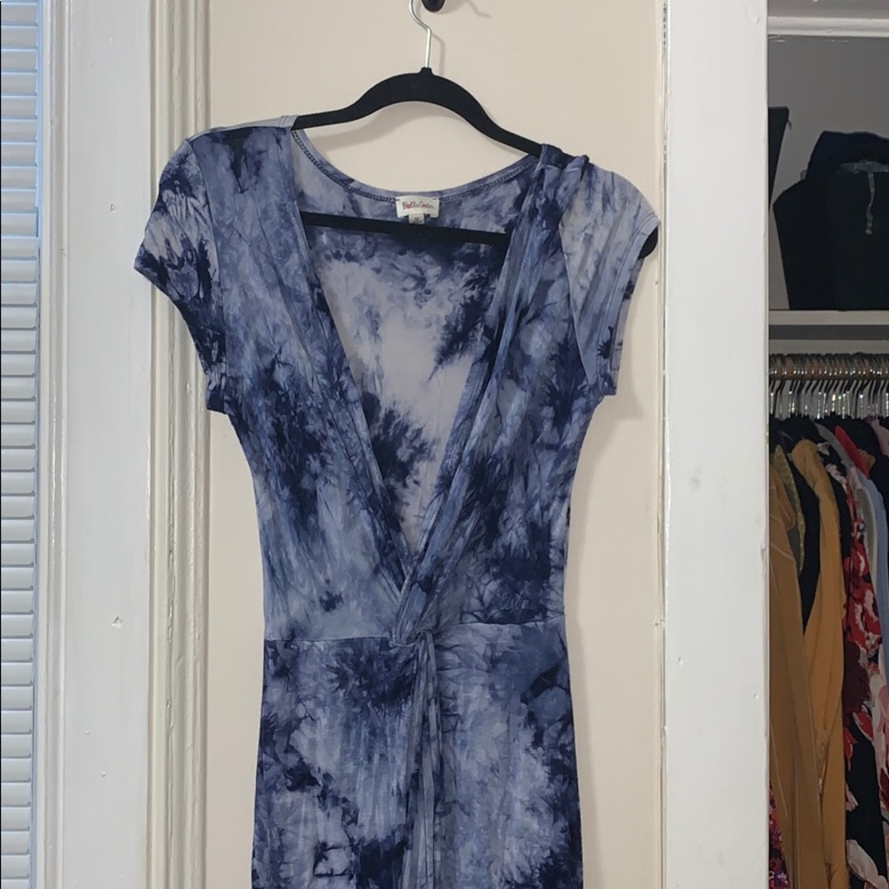 Blue tie-dye high low dress!